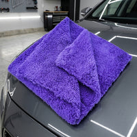 Edgeless Design Towel Car Drying Towel, 40cm x 40cm Microfibre Cleaning Cloth, 350 GSM Soft Coral Fleece for Interior and Exterior Detailing