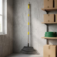 Long Handle Fan Rake Yellow Accents Metal Tine Rake Black Yard Tool Wide Head