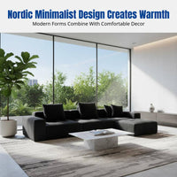 Modern Linen Sofa, Minimalist Italian Sectional, Black, Living Room Corner Couch