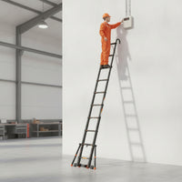 Telescopic Ladder with Hooks Extension Ladder with Stabilizer Bar Anti-Slip for Homeowners, Home Improvers, Home Maintenance, Stairs, Renovation