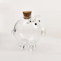 Glass Piggy Bank Mini Pig Jar with Cork Stopper Clear Currency Box with Stopper Cute for Children, Collectors, Desk, Shelf, Nightstand