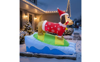 Holiday Inflatable Dachshund with Santa Hat Christmas Dachshund Inflatable Inflate Yard Decoration Lighted for Lawn
