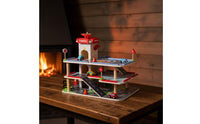 Elevator Lift Wooden Toy Car Garage Printed Road Markings Wooden Parking Garage Open Arch Entrances for Children