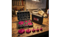 5 Pieces Fitted Compartments PVC Pipe Reamer Kit Printed Size Markings Pipe Reamer Heads Metal Plumbing Tool Hinged Lid