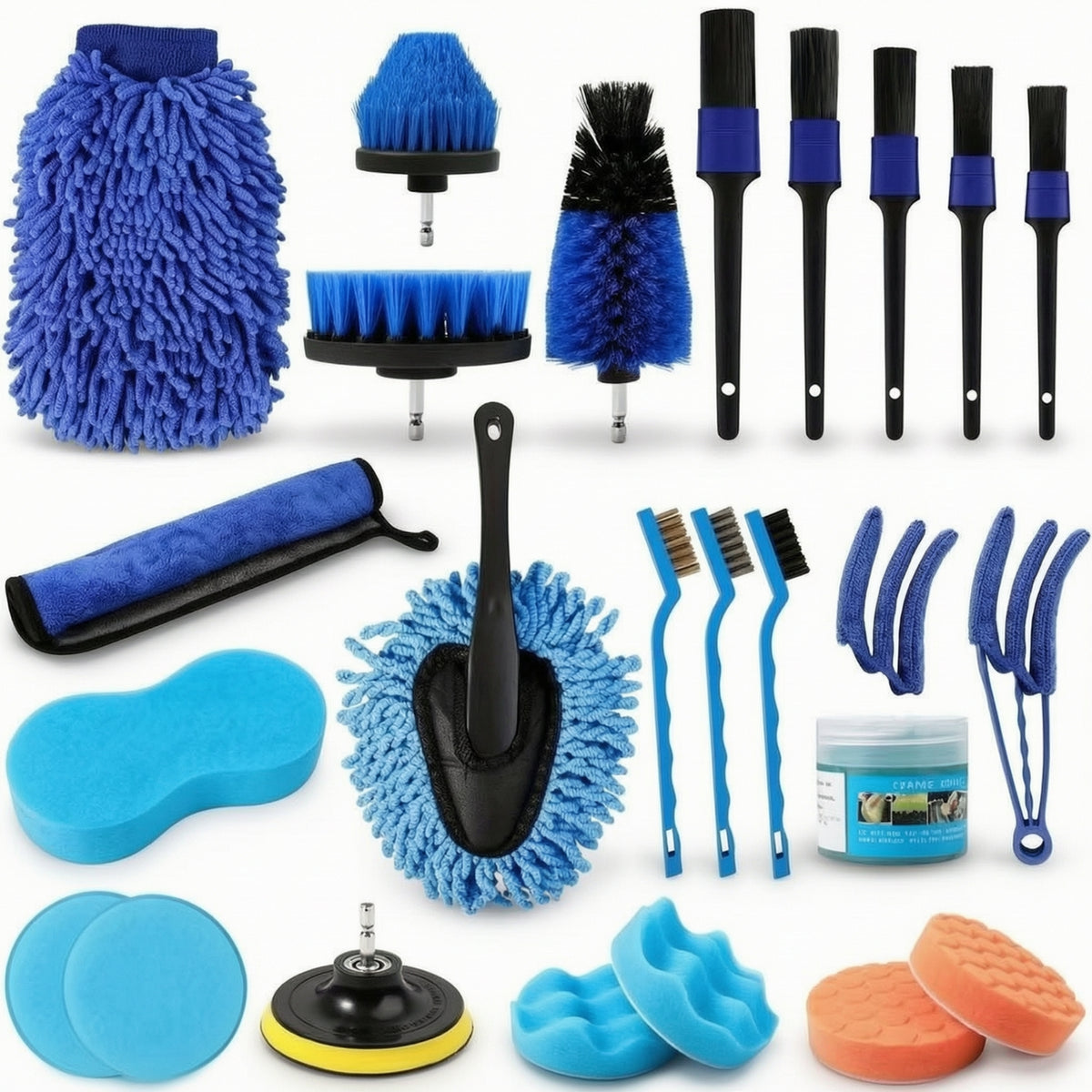 25 Pieces Brush Set with Wash Mitts Long-Handled Car Detailing Brushes