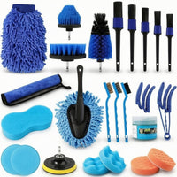 25 Pieces Brush Set with Wash Mitts Long-Handled Car Detailing Brushes