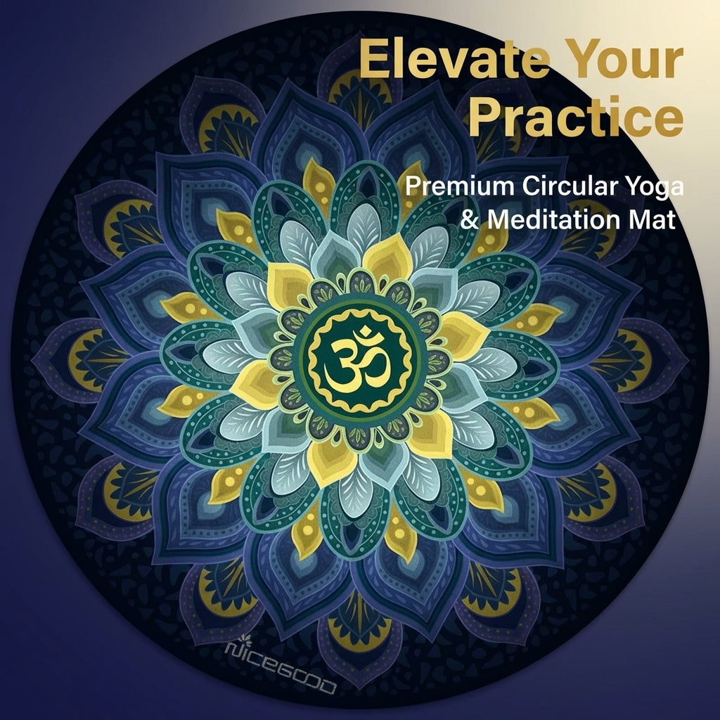 Round Exercise Mat, Rubber Suede, Flower, 600x600x3mm, High Density Pilates Mat for Home