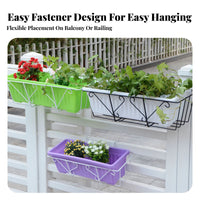 Space-Saving Design Hanging Planter Rack Easy to Install Rectangular Railing Planter Holder Sturdy hard-wearing Outdoor Fixture Adjustable fasteners for Gardeners, Apartment Dwellers, Homeowners