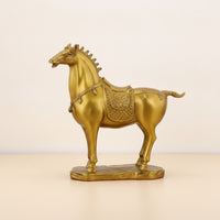 Horse Figurine with Saddle Carved Brass Horse Statue Collectible Ornament for Desk