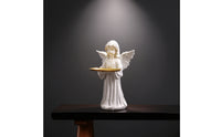 Angel Figurine with Tray Tabletop Angel Statue with Tray Resin for Living Room