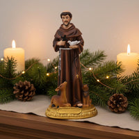 Christmas Gift Saint Francis of Assisi Statue Hand Painted Francis of Assisi Figurine Peaceful Design for Living Room