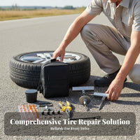 32 Pieces Easy Storage Flat Tire Repair Kit Portable Case Flat Tire Repair Set Compact for Truck Owners, Roadside Emergency, Overlanding