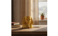 Sculptural Pharaoh Head Pen Holder Gold Pharaoh Pen Holder Tidy Pencil Cup Freestanding for Home Office, Study