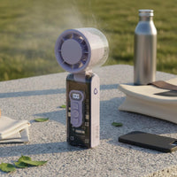 Brushless Engine Transparent Body Turbo Fan Long Battery Life Rechargeable Turbo Fan Digital Display 3-in-1 Design for Outdoor, Desktop, Travel, Camping