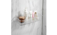 Transparent Adhesive Wall Shelf Clear Bathroom Organizer Waterproof Wall Mounted Shelf Compact for Vanity