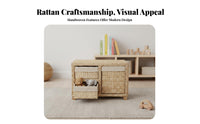 Pastoral design Woven Basket Drawer Cabinet Removable Baskets Woven Basket Drawer Stand Rustic Design Household Storage Multi-Purpose for Apartment Dwellers, Homeowners, Kids' Room, Bedroom, Entryway, Hallway