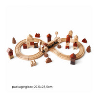 Looped Railway Set Wooden Railway Station Wooden Rail-Building Toy Smooth Finish Printed Details