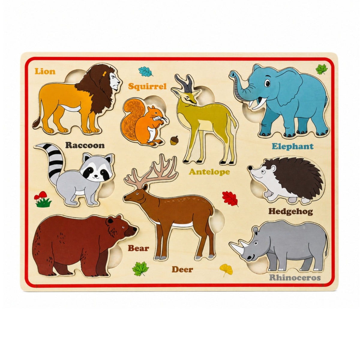 Early Learning Chunky Wooden Puzzle Hands-on Play Wooden Puzzle Board Red Border Children's Toy Educational for Toddlers, Classroom