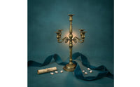 Romantic Atmosphere 5-Arm Candelabra Ornate Design Bronze Candle Stand Wrought Iron Branch Candle Holder Freestanding for Wedding, Dining Room, Party