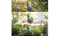 Solar-Powered Frog Figurine with Rocking Chair Light-up Frog Figure with Rocking Chair Whimsical Decoration Relaxed for Gardeners, Garden, Patio, Yard