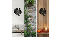 Turkey Metal Wall Art Floral Cutout Turkey Silhouette Wall Art Farmhouse Style for Autumn Harvest, Entryway, Dining Room