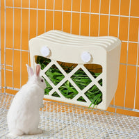 Dual-Function Bunny Hay Feeder with Cover, Wall Mount 10cm Opening Hay Rack for Guinea Pigs, Washable Feeder with Integrated Bowl