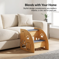 Pet Small Dogs, 40cm Height Dog Steps for Sofa Access, Density Board Construction, Non-Slip Carpeted Steps, Paw Cutout Design
