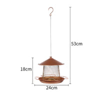 Conical Roof Hanging Bird Feeder Copper-Bronze Finish Metal Bird Feeder Perch Arms