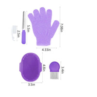 8 Pieces Pet Grooming Kit with Glove Textured Grip Grooming Kit with Massage Glove Fine-Tooth for Small Animals, Coat Care