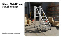 Warehouse Non-Slip Stair Ladder High Load Capacity Industrial Step Stairs Easy to Move Rolling Ladder with Wheels for Stockroom, Workshop, Supermarket