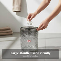 Water Wave Trash Can Small Size Transparent Decorative Bin Light Luxury Garbage Can Long-Lasting Thickened Material for Students