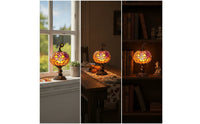 Stained Pumpkin Table Lamp Ornate Pumpkin Lamp with Pull Chain Ambient Light for Living Room