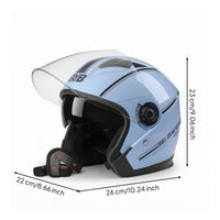 Half Helmet ABS Shell Double Visor Helmet Vehicle Safety Gear EPS Padding Anti-Fog