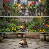 Outdoor Otter Figurine with Lantern Resin Otter Statue with Lantern Weather-Resistant Solar Garden Statue Waterproof for Gardeners, Nature Lovers, Patio, Flower Bed, Walkway