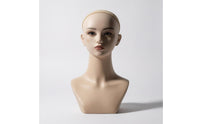 Mannequin Head Bust Long Neck Shoulder Mannequin Bust Skin Toned Toned
