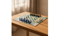 Marble-Style Four-Player Chess Set Easy to Carry Chess Set with Mat Sturdy High Quality for Families, Gatherings