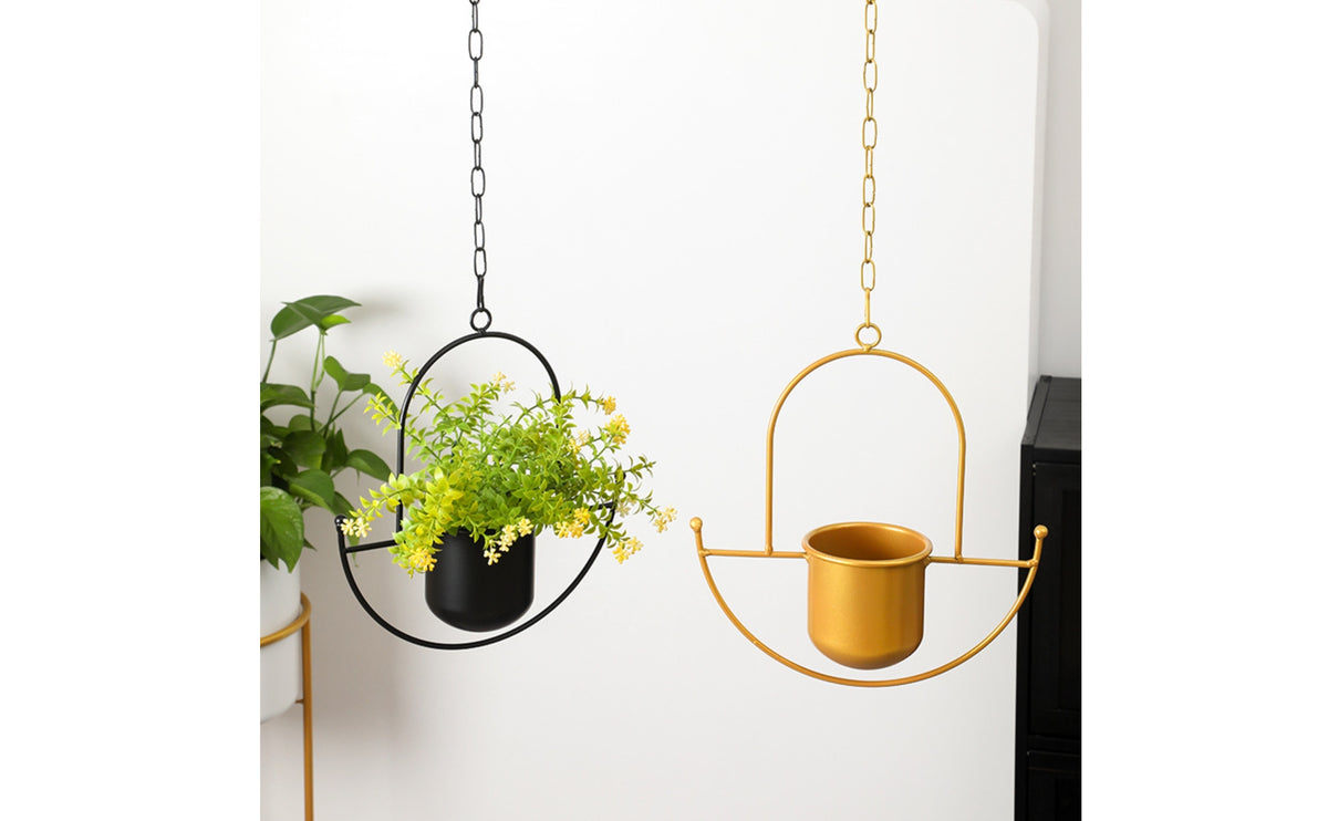 Anchor-Style Frame Hanging Flower Pot Basket Side Hooks Iron Hanging Basket Lightweight Metal Planter Cup Indoor and Outdoor Use