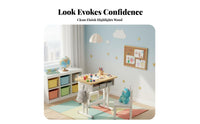 Safe & Long-Lasting Solid Wood Student Desk and Chair Rounded Corners Adjustable Kids Study Desk Set Easy to Assemble children's Height Adjustable Writing Table Space Saving for Students, Boys, Girls, Classroom, Homeschooling, Home, Bedroom