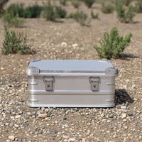 Waterproof Lidded Storage Trunk Large Capacity Latching Aluminum Case Multi-Functional Organizer Chest Portable for Campers, Outdoor fans, Homeowners, Camping, journey journeys