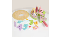 Pastel Wooden Birthday Cake Toy Learning Birthday Cake Play Food Set Safe Sturdy for Preschool