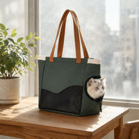 Feline Carrier Bag Woven Handles Portable Feline Carrier Snap Closure