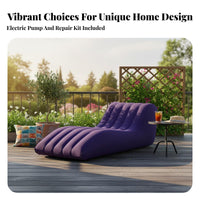 Easy to Keep S-Shaped Lazy Sofa Lightweight Flocked Air Sofa Quick Inflation Flocked Recliner Chair Long-Lasting PVC for Travelers, Students, Living Room, Bedroom, Balcony, Backyard