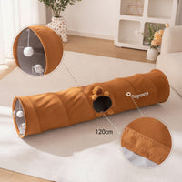 Foldable Cat Tunnel with Fuzzy Trim Indoor Collapsible Cat Tunnel Soft Pet Toy Cozy for Cats, Kittens, Apartments
