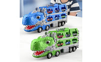 Double-Form Dinosaur Carrier Truck Convertible Dino Race Track Truck Alloy
