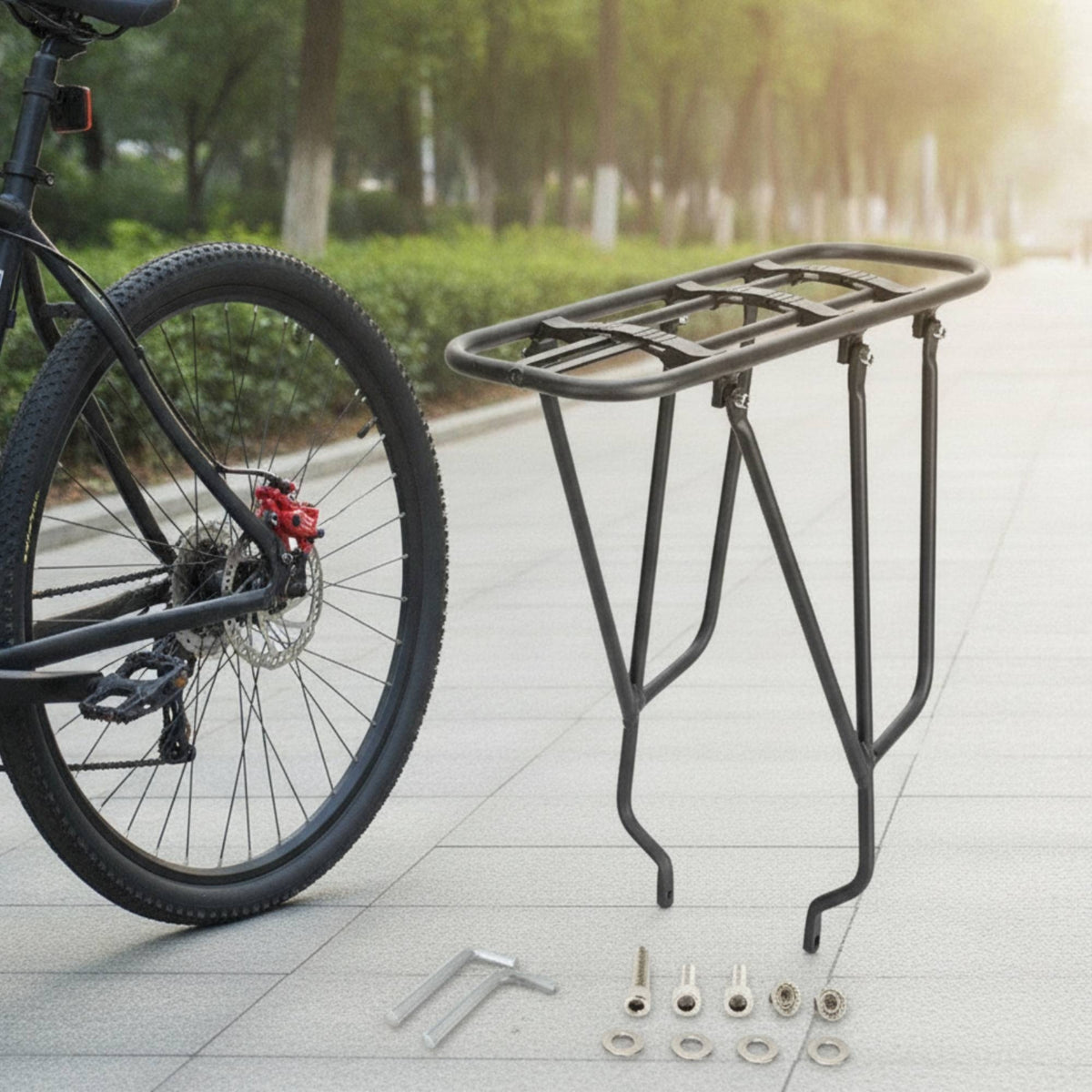 Easy to Install Rear Bike Rack with Hardware Sturdy Rear Bike Rack High Strength Sleek for Cyclists, Commuters
