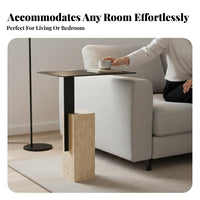Square Block Side Table Wabi-Sabi Design space-saving Accent Table Natural Texture Nightstand for Homeowners, Students, Living Room, Small Spaces, Entryway
