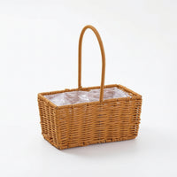 Rattan-Style Flower Basket with Plastic Liner Trapezoid Basket with Liner Clear Lightweight for Home Decor, Picnics