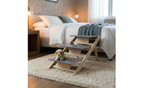 Foldable Wooden Pet Stairs Easy to Clean Foldable Pet Stairs 2-in-1 Design