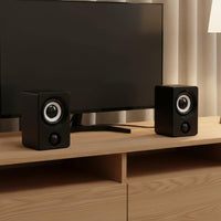 2 Pieces USB Powered Computer Speakers Deep Bass USB Powered Speakers Compact Design Mini Desktop Speaker Set for Enthusiasts