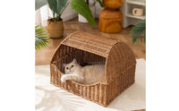 Wicker Pet House Indoor Wicker Pet Bed Cozy for Living Room, Bedroom, Small Dogs
